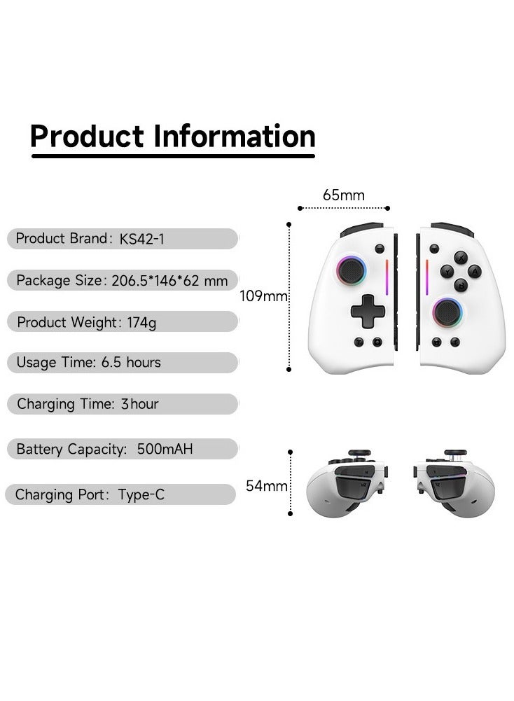 LinYuvo وحدة تحكم الألعاب بلوتوث Classic Joypad LinYuvo KS42 لجهاز Switch و Switch Lite و Switch OLED مع إضاءة RGB ملونة، عصا تحكم معدنية، جيروسكوب بستة محاور، وظيفة توربو، اهتزاز مزدوج قابل للتعديل، وظيفة قابلة للبرمجة، وظيفة انفجار توربو - Image 3